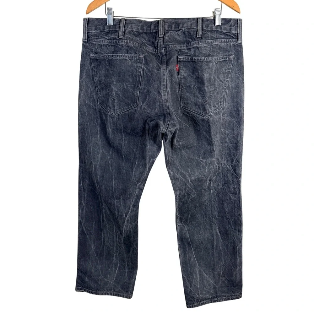 Levi's 514 Slim Straight Jeans Mens Actual 38x30 Gray Marbled Crinkle Wash Denim
